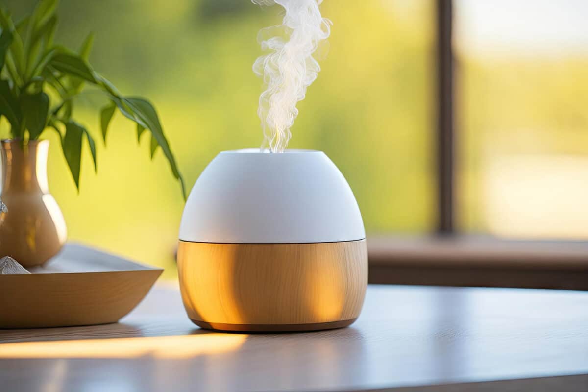 Humidifier l'air, sans risque : optez pour un diffuseur d'eau pure en hiver en évitant les huiles essentielles irritantes comme l'eucalyptus ou le ravintsara